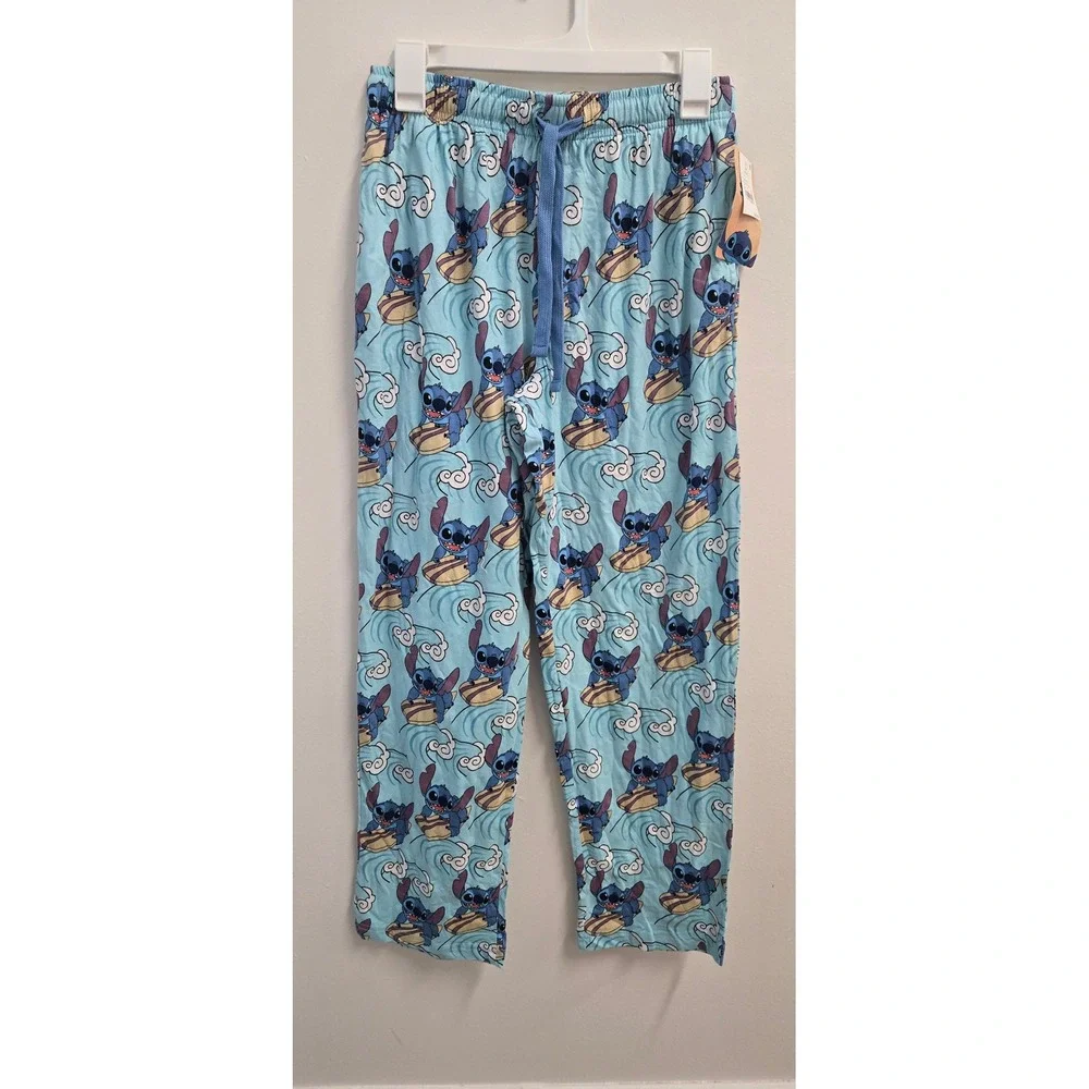 Disney Lilo & Stitch Womens Pajama Pants Blue Surfing Stitch Sleepwear Small NWT